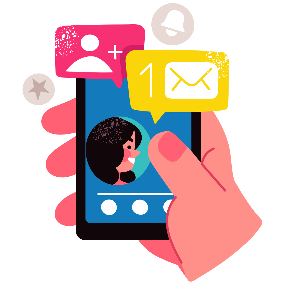 Celular recibiendo notificaciones de redes sociales 